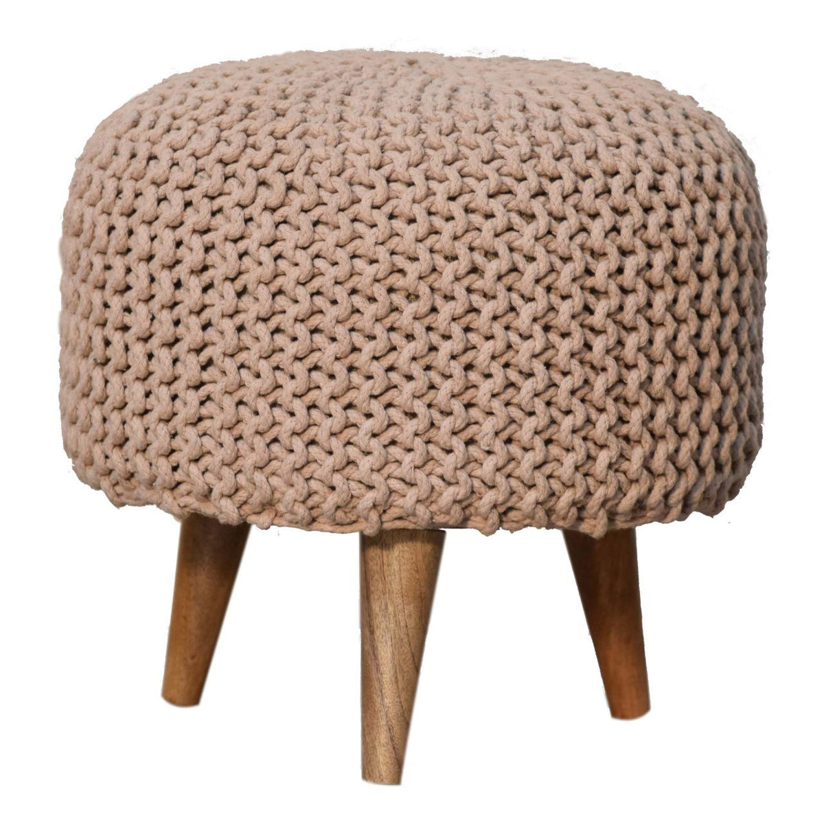 Artisan Keeva Beige Round Footstool