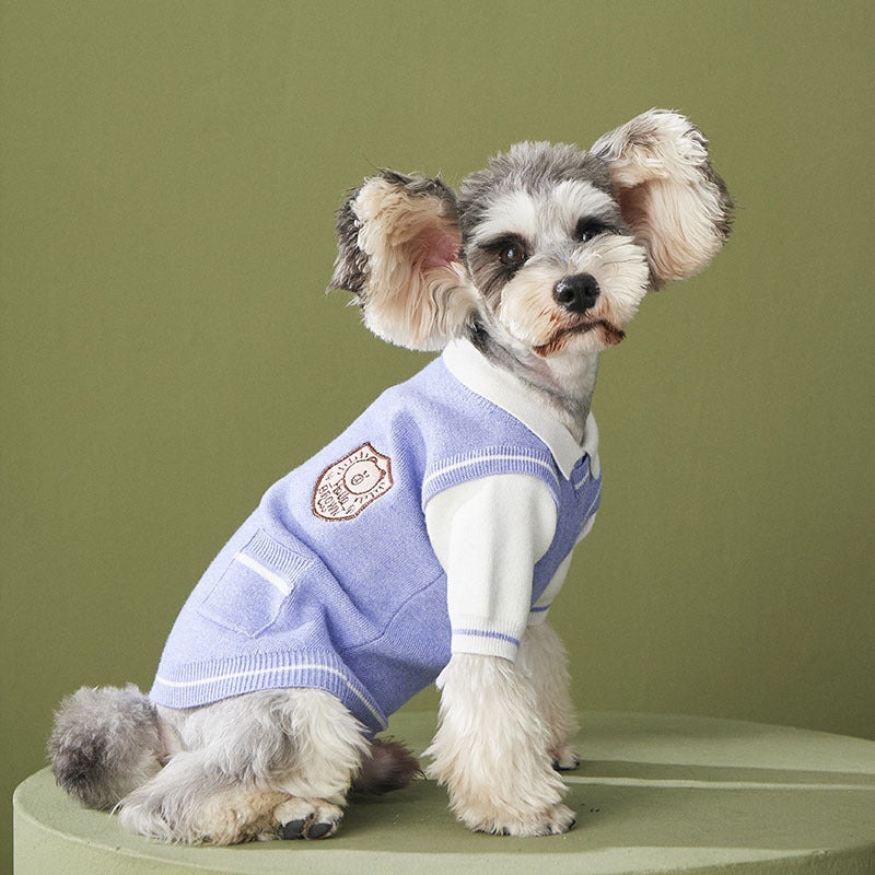 Dog Clothes Fake Two-piece Sweater Knit Sweater Pomeranian Law Fighting Pet Outfit Trend