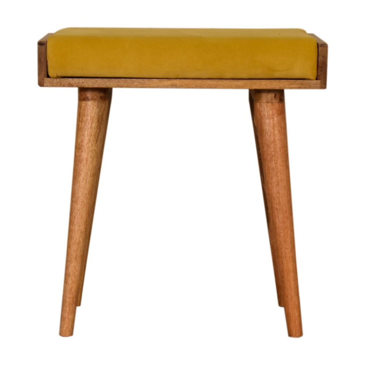 Artisan Mustard Velvet Tray Style Footstool