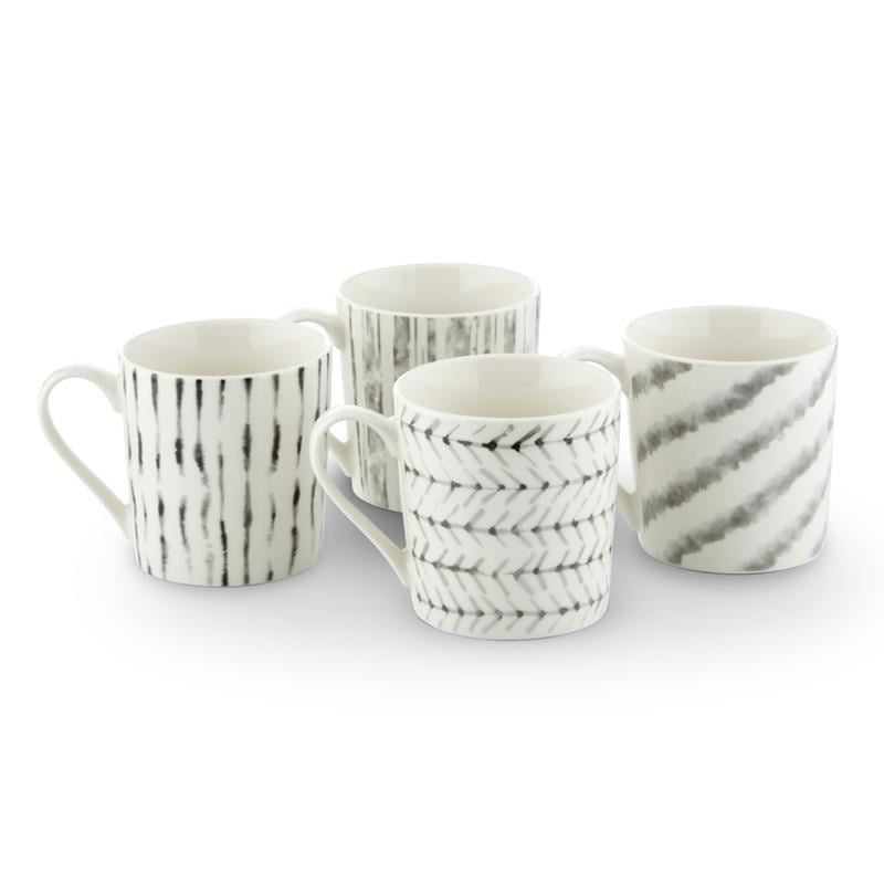 Tower Set of 4 Sketch Design Mugs Grey