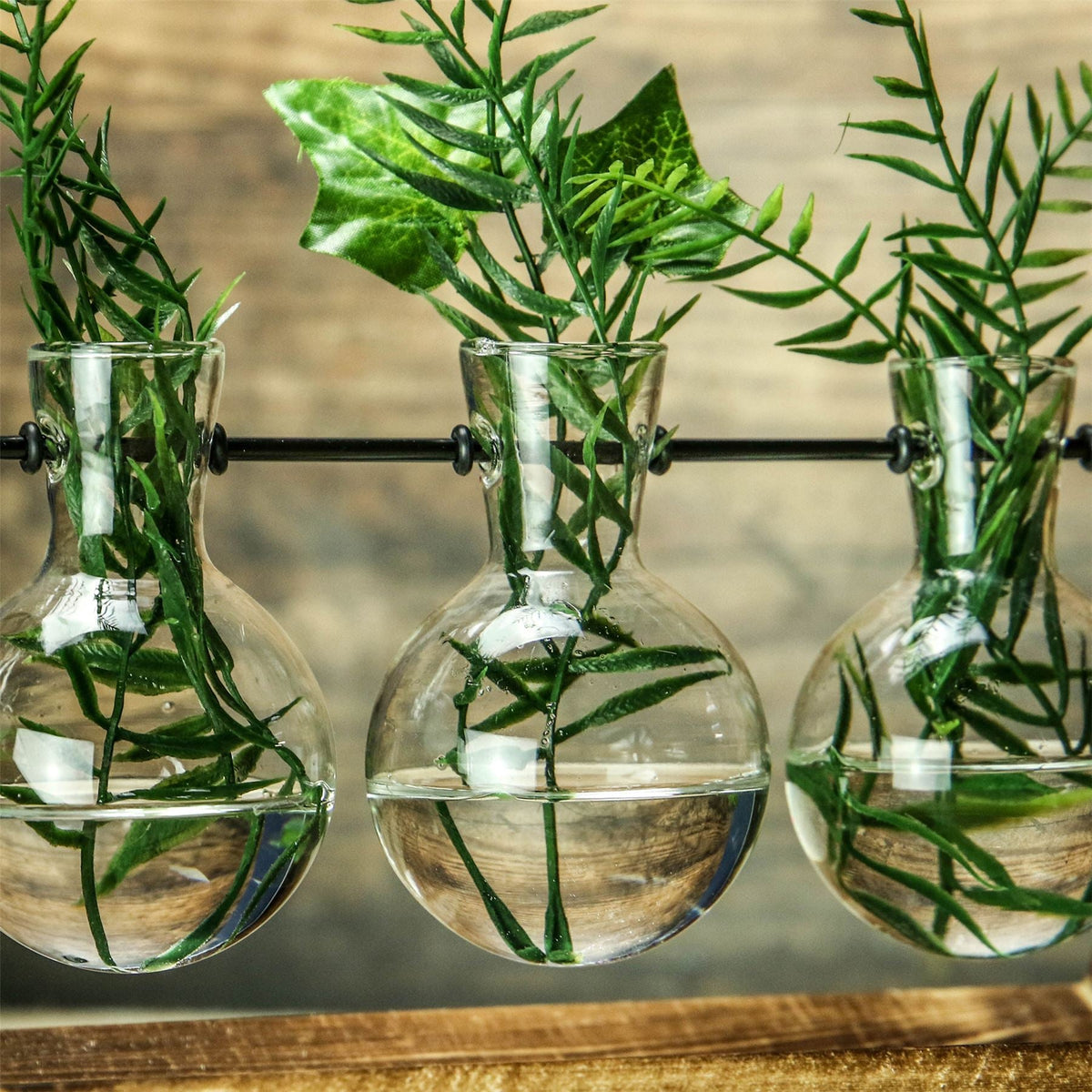 Bulb Vases with Wooden Stand | M&W