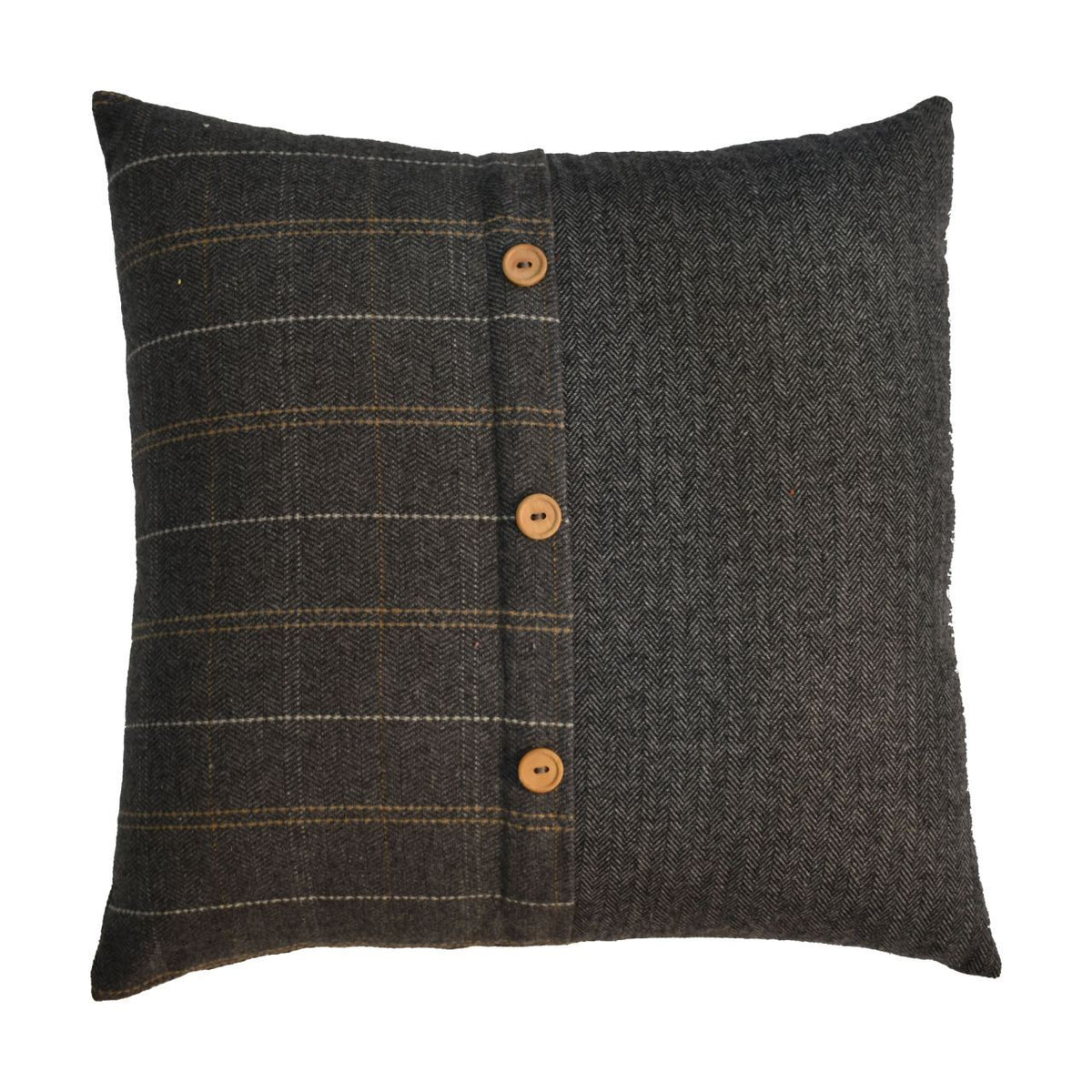 Artisan Quinn Cushion Set of 2- Pewter & Black Tweed