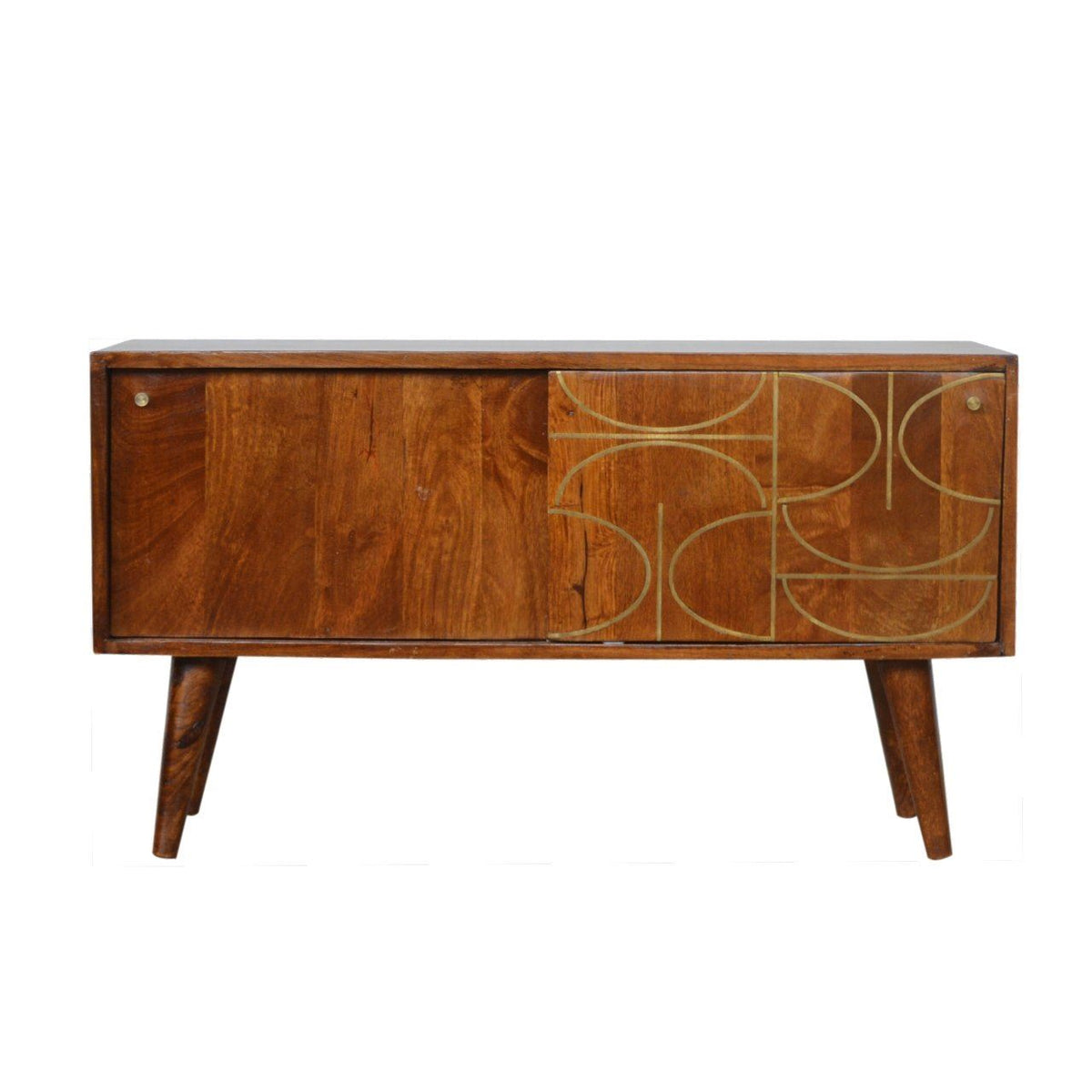 Artisan Chestnut Gold Inlay Abstract Sideboard