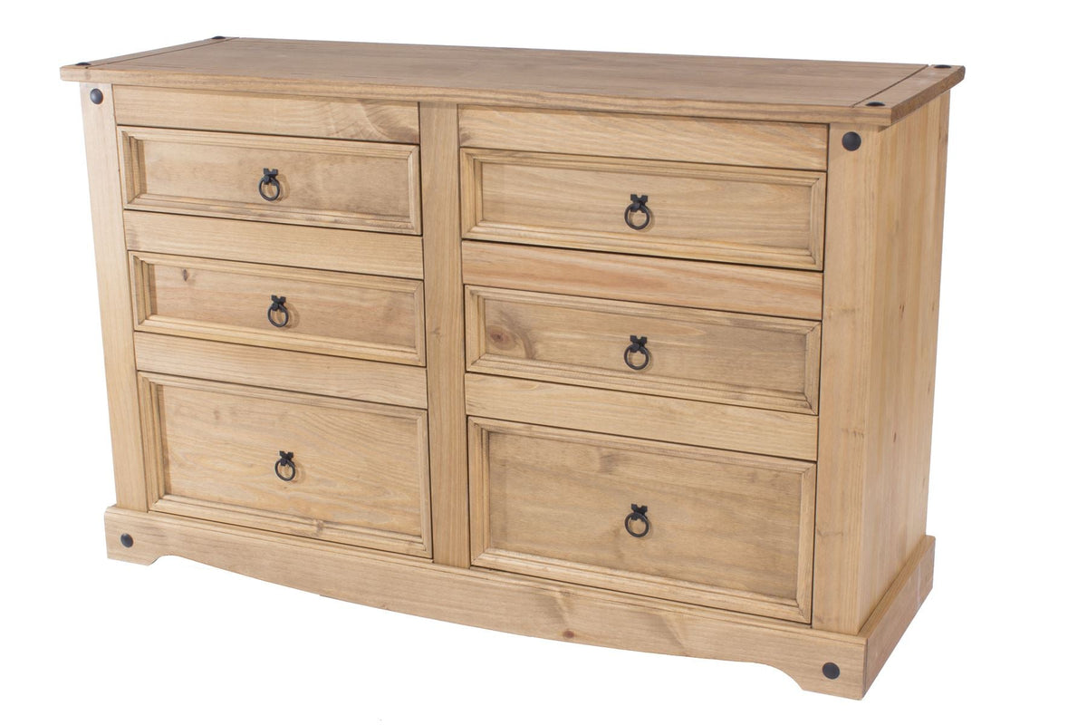 Corona Antique Waxed Pine 3+3 Drawer Wide Chest