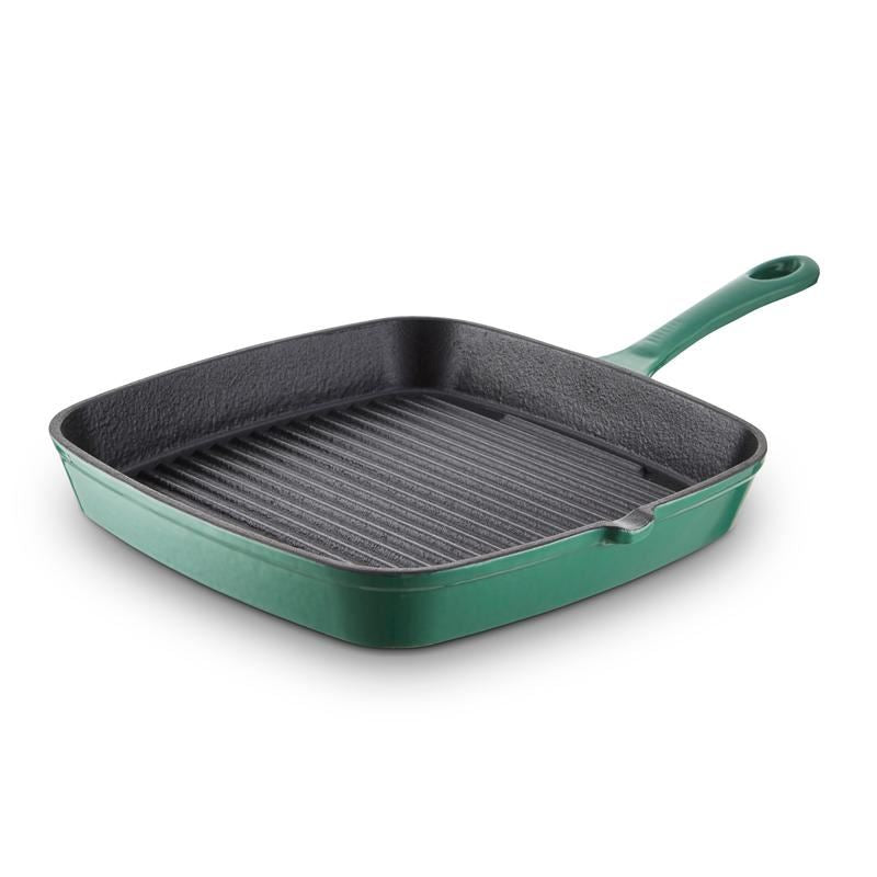 Tower Barbary & Oak Green 23cm Cast Iron Grill Pan