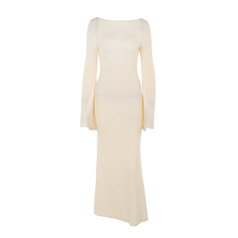 See-through Backless Long Sleeves Dress Women