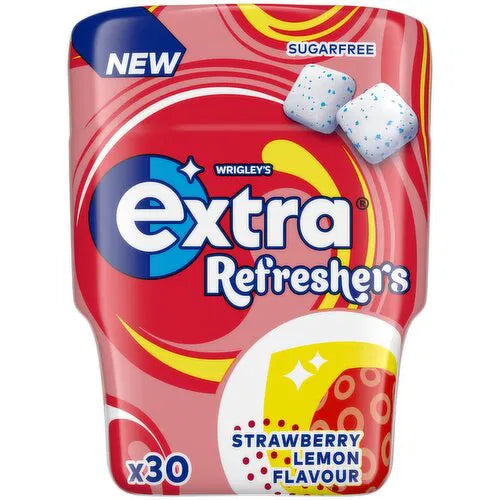6 x Wrigley's Extra Refresher Strawberry Lemon zuckerfrei 67g