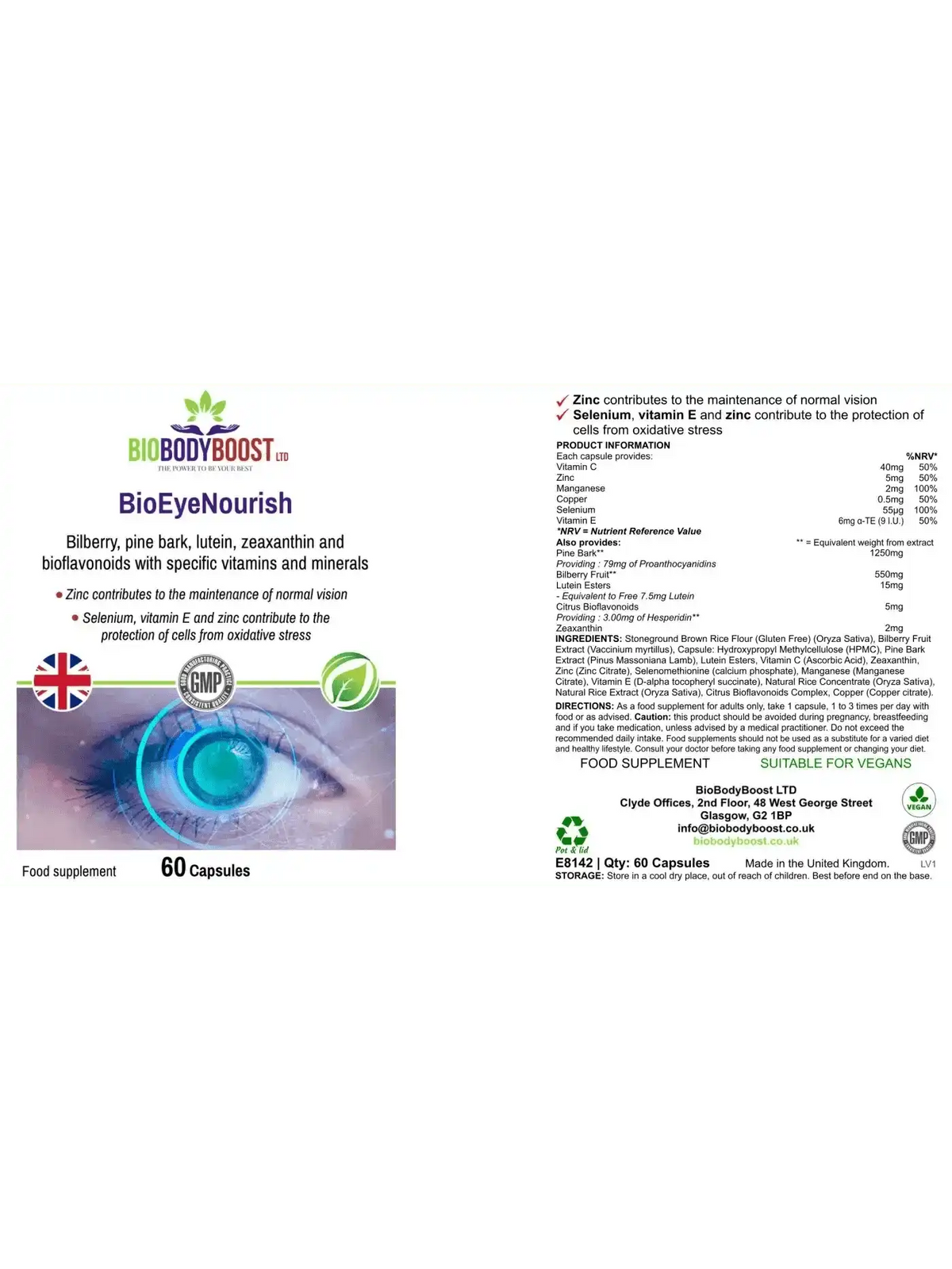 BioEyeNourish - Natural Vision Support Supplement with Bilberry & Lutein