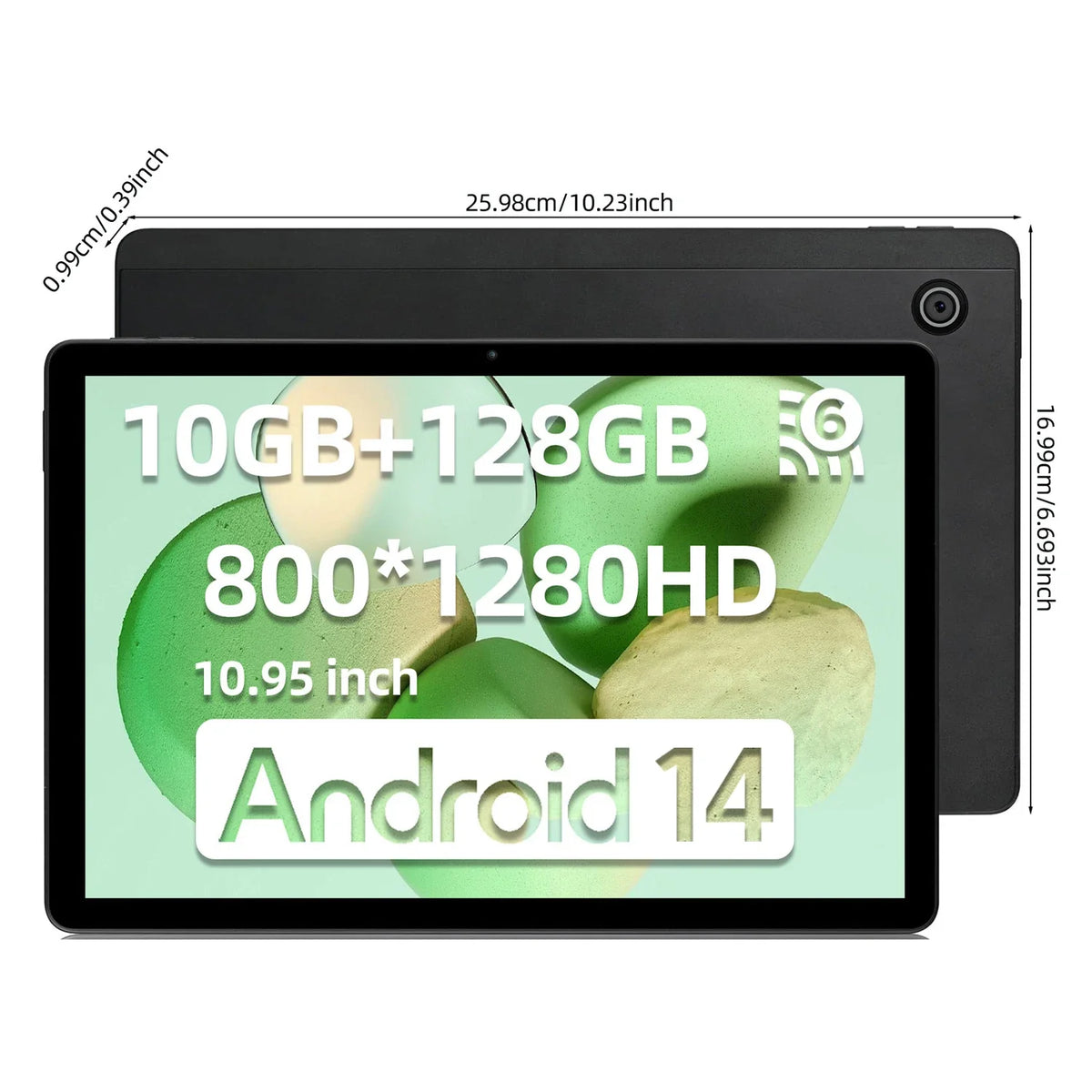 11 Inch Tablet Android 14 HD IPS Display Computer, 10GB RAM, 64GB Storage WiFi