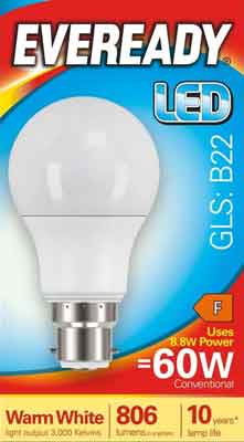 Eveready LED Bulb Warm White BC 9.6W – Pack of 5