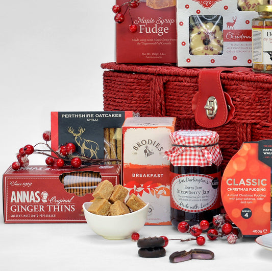 Cesta de 12 Días de Navidad | Caja de Regalo Festiva de Lujo con Prosecco
