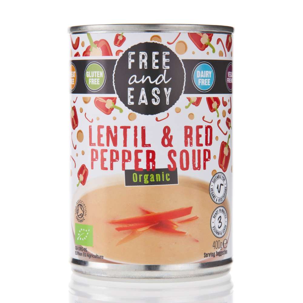 Sopa de lentejas y pimientos rojos ecológica Free & Easy - 400g