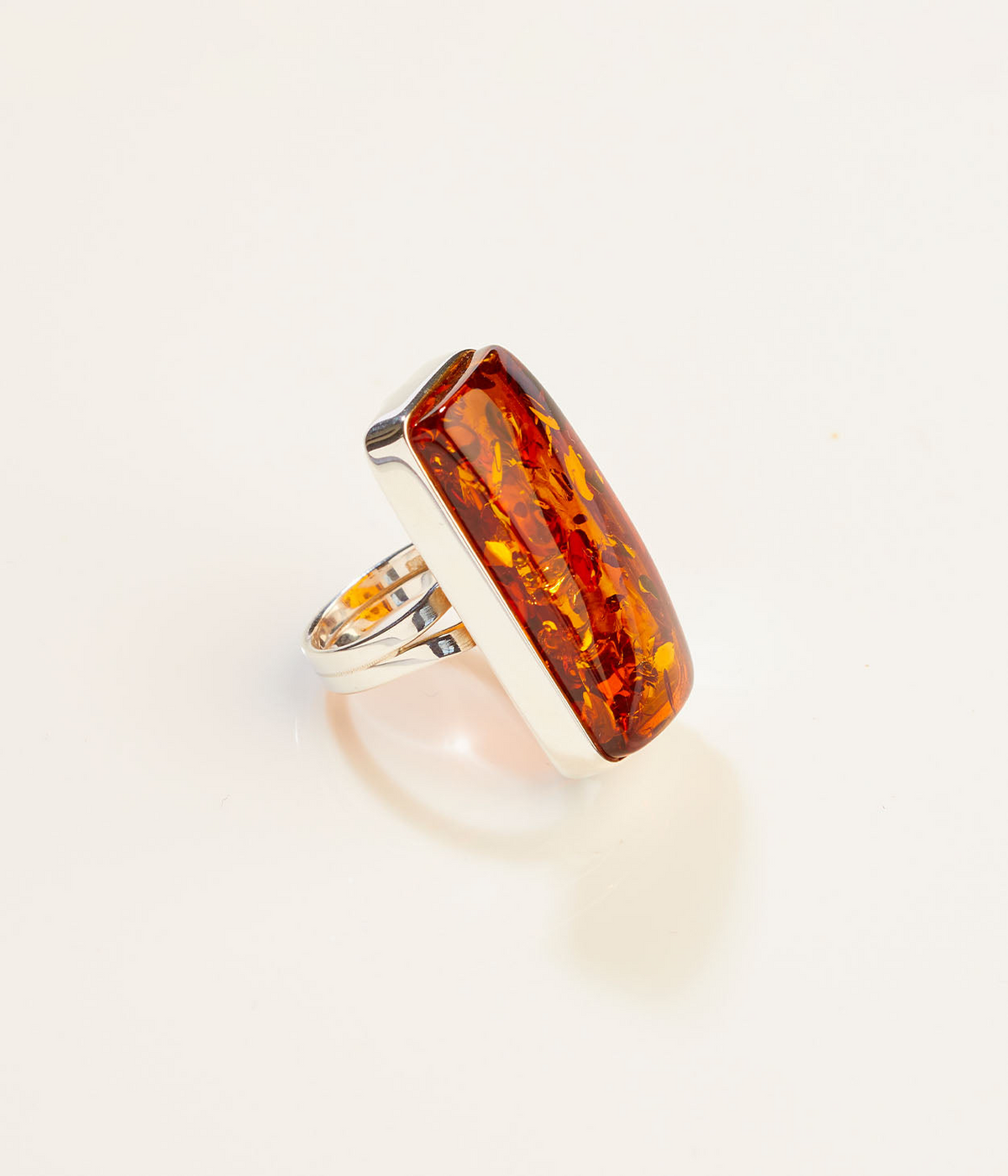 OOAK Cognac Horizon Amber Adjustable Ring (SIZE N-T)