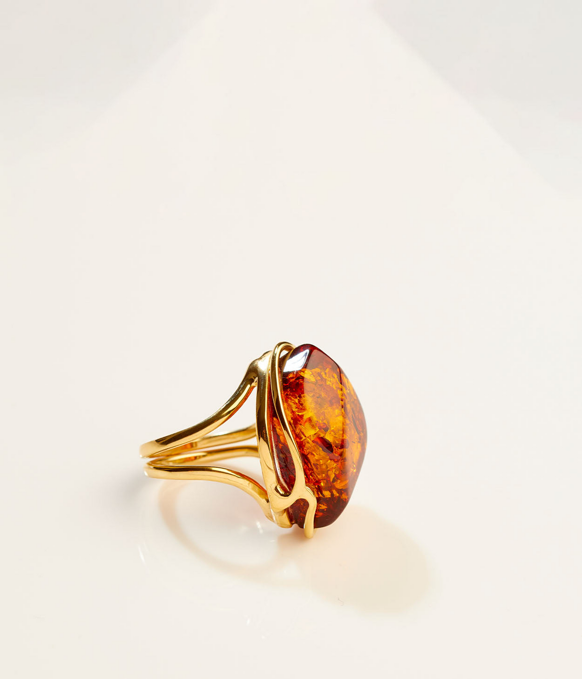 OOAK Ember Rose Amber Adjustable Ring (SIZE N-T)