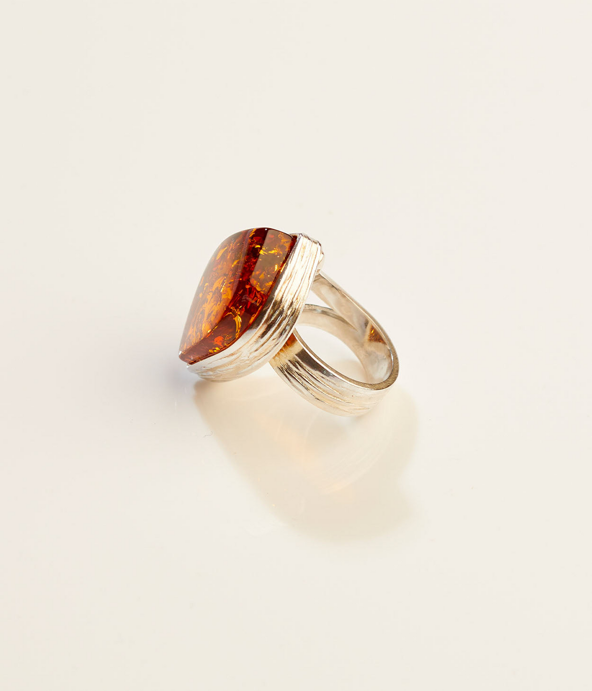 OOAK Roselle Glow Amber Adjustable Ring (SIZE P-U)