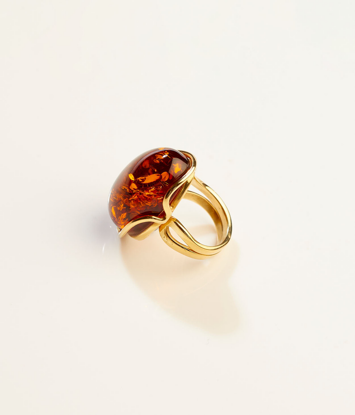 OOAK Floralight Amber Adjustable Ring (SIZE L-Q)