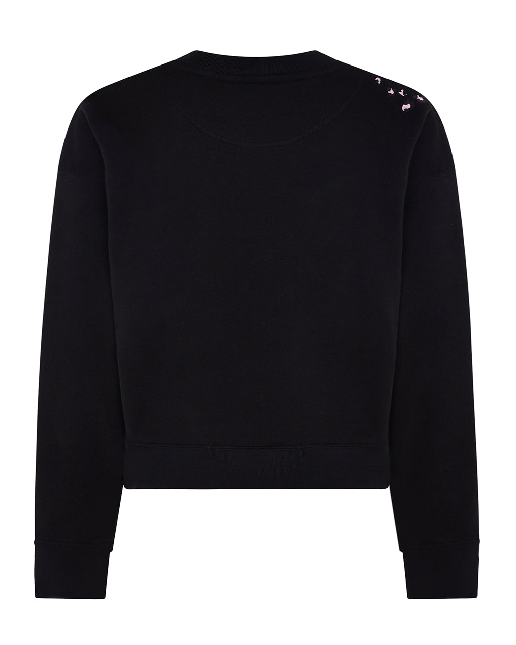 Leopard Embroidered Cropped Sweatshirt Black