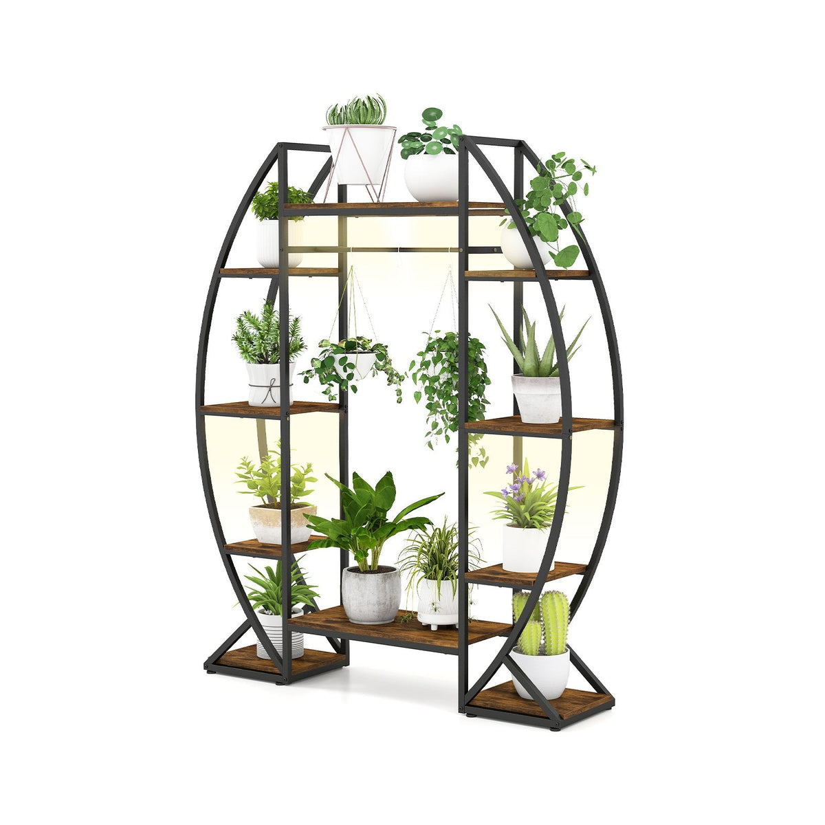 160CM Tall Indoor Plant Stand with Grow Lights-Coffee