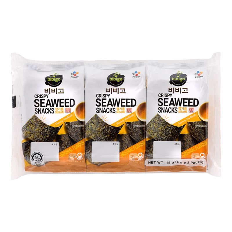 CJ BIBIGO Crispy Seaweed Snacks Sesame Original Flavour 3x5g