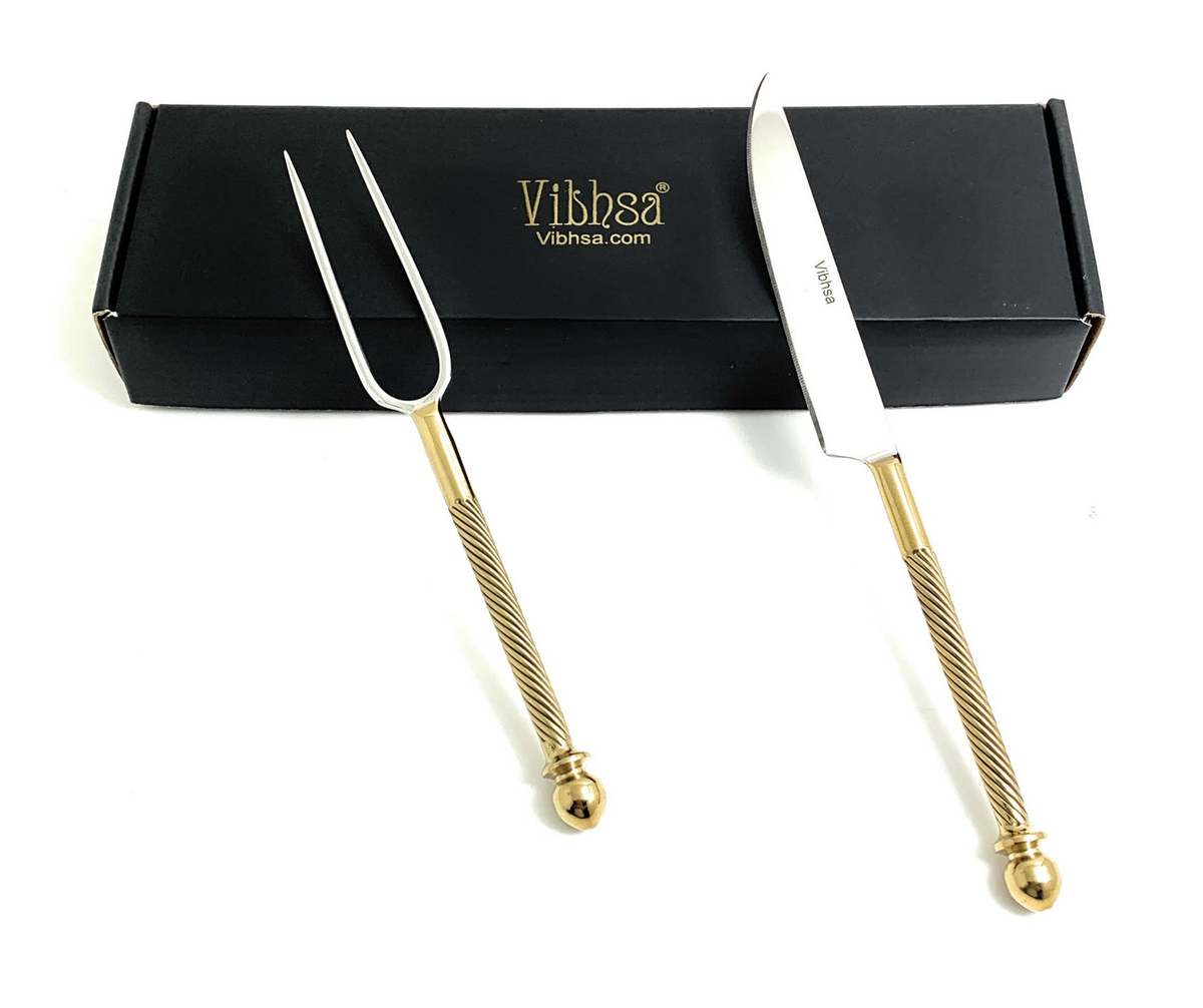 Stainless Steel Carving Knife, Carving Fork Set of 2