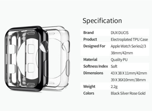 Dux Ducis Electroplated TPU Case - For Apple Watch Series 2/3 - 42MM
