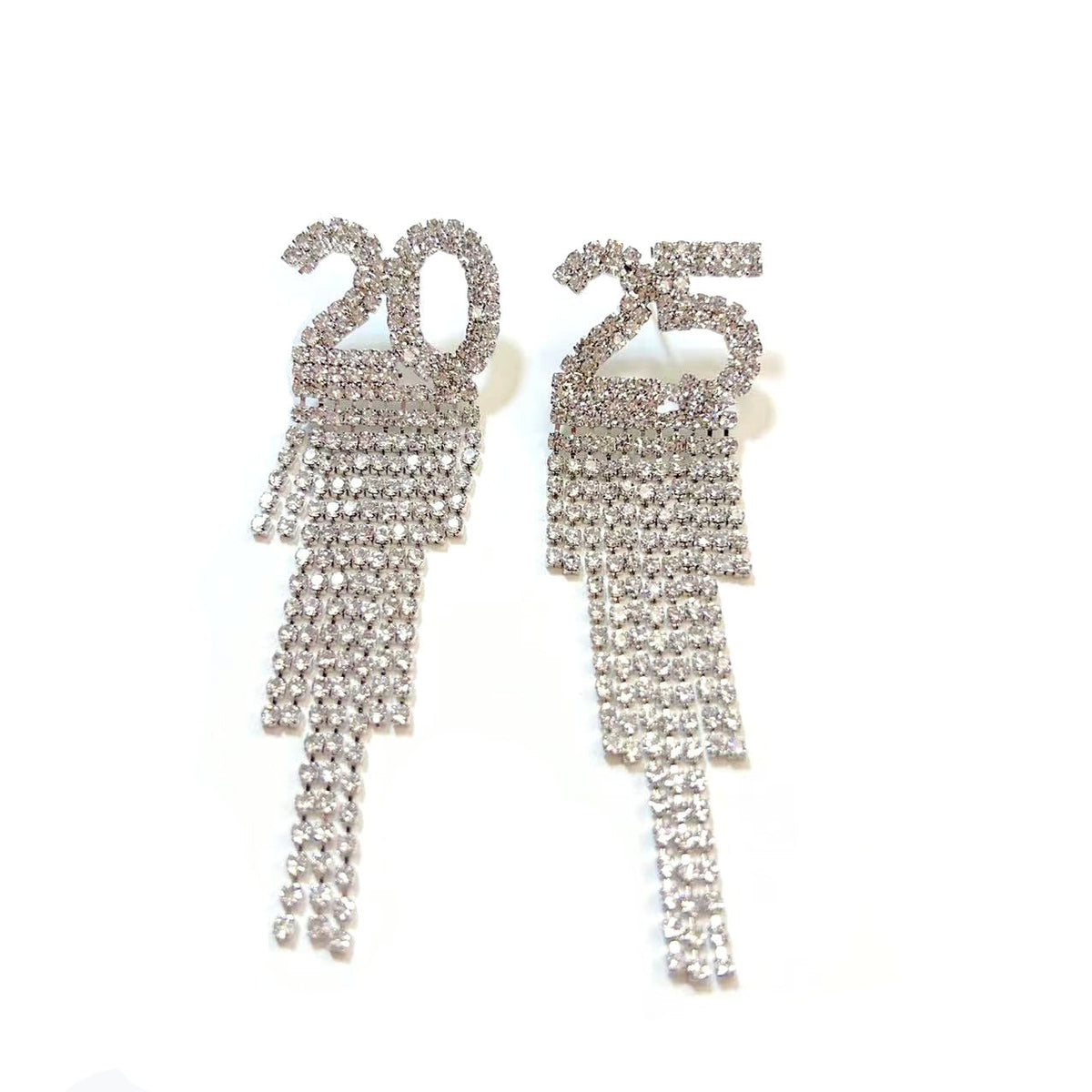 Digital Rhinestone Letter Earrings For New Year Pendant Earrings Women's Festival Copper Inlaid Rhinestone Fashion Earrings Party Gift