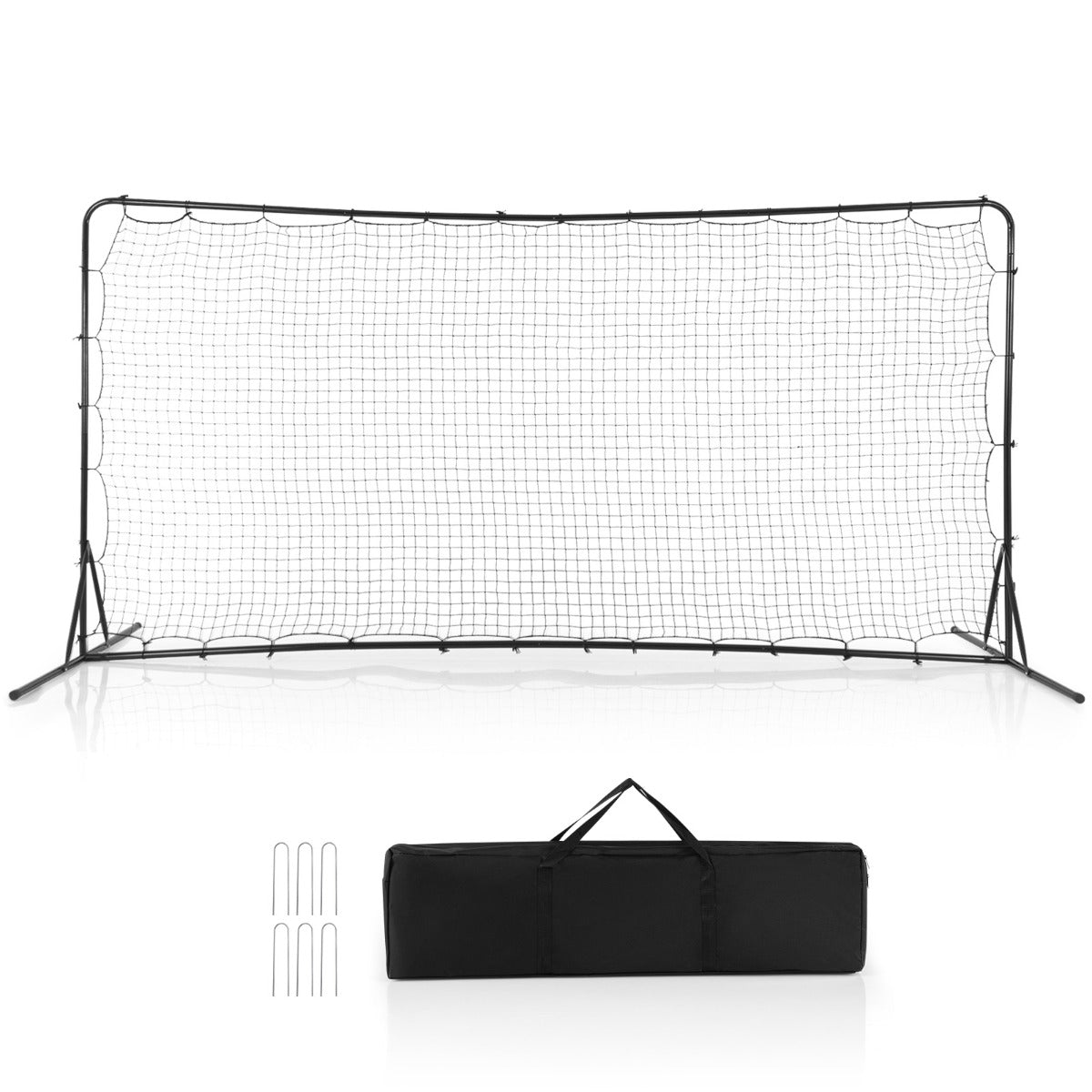 Portable Soccer Rebounder Net with Carry Bag, Sturdy Metal Frame-White
