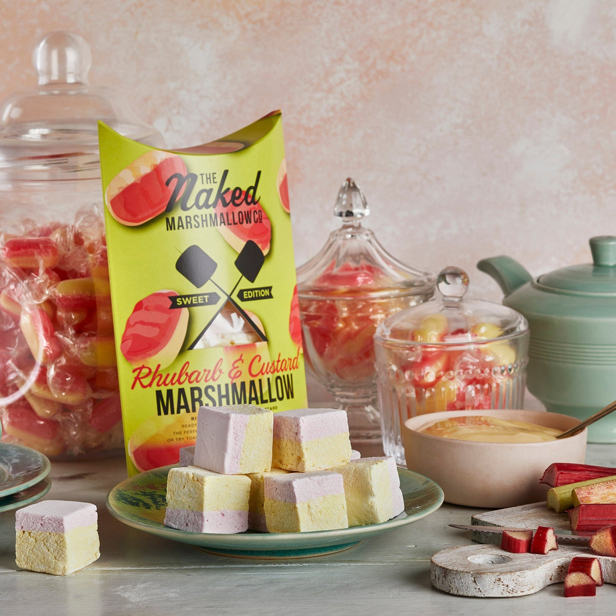 Rhubarb & Custard Gourmet Marshmallows | Handmade in the UK by The Marshmallow Factory