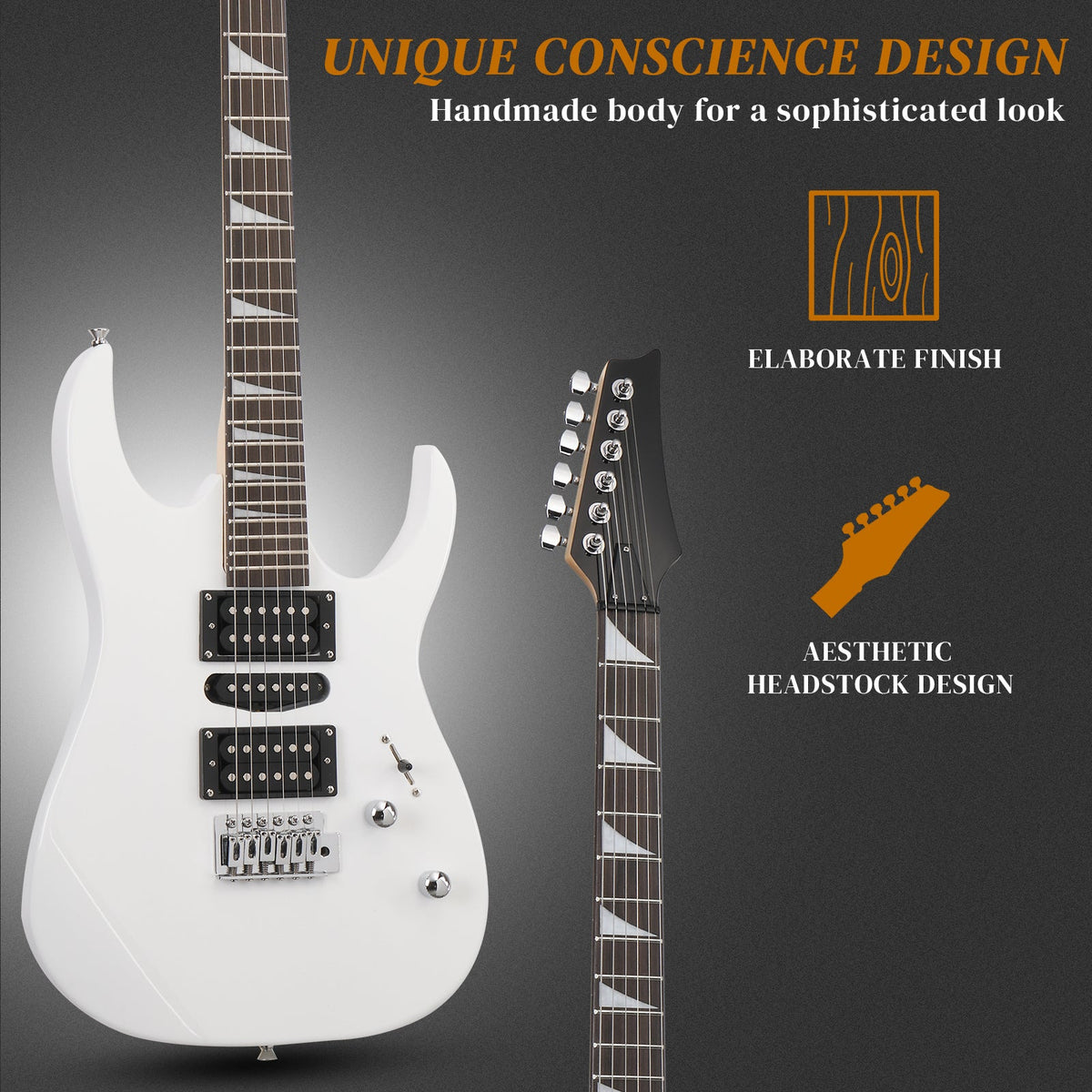 170 Model With 20W Electric Guitar Pickup Hsh Pickup Guitar Stereo Bag Harness Picks Rocker Connector Wrench Tool White
