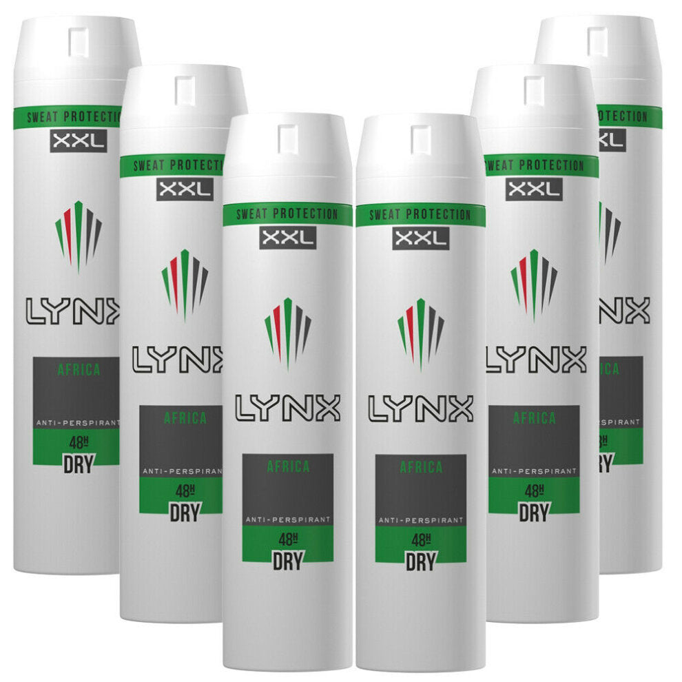 6 x Lynx Anti-Transpirant Deodorant Spray Xxl Africa 250 ml