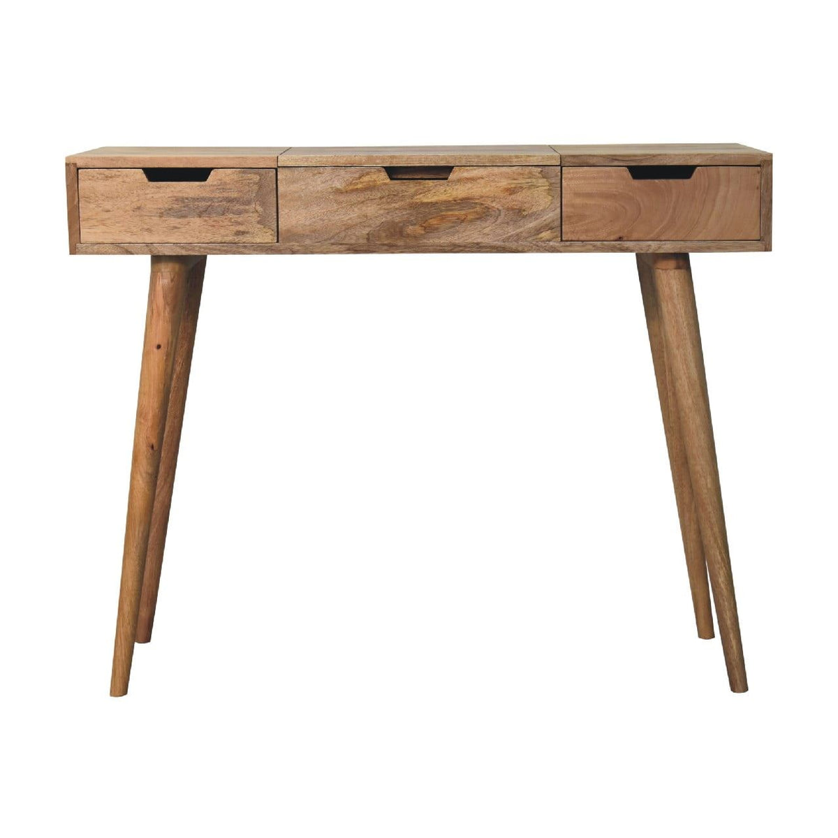Artisan Oak-ish Dressing Table with Foldable Mirror
