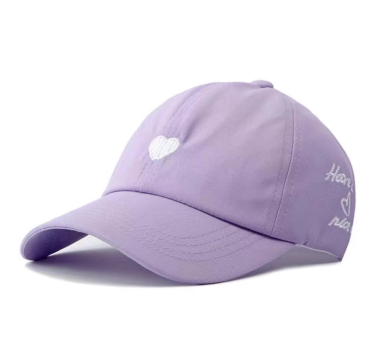 Preppy Style Love Embroidery Ponytail Half Topless Hat