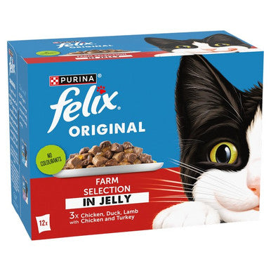 4 x Felix Katzenfutter Original Pouch Farm Selection - 12X85GM