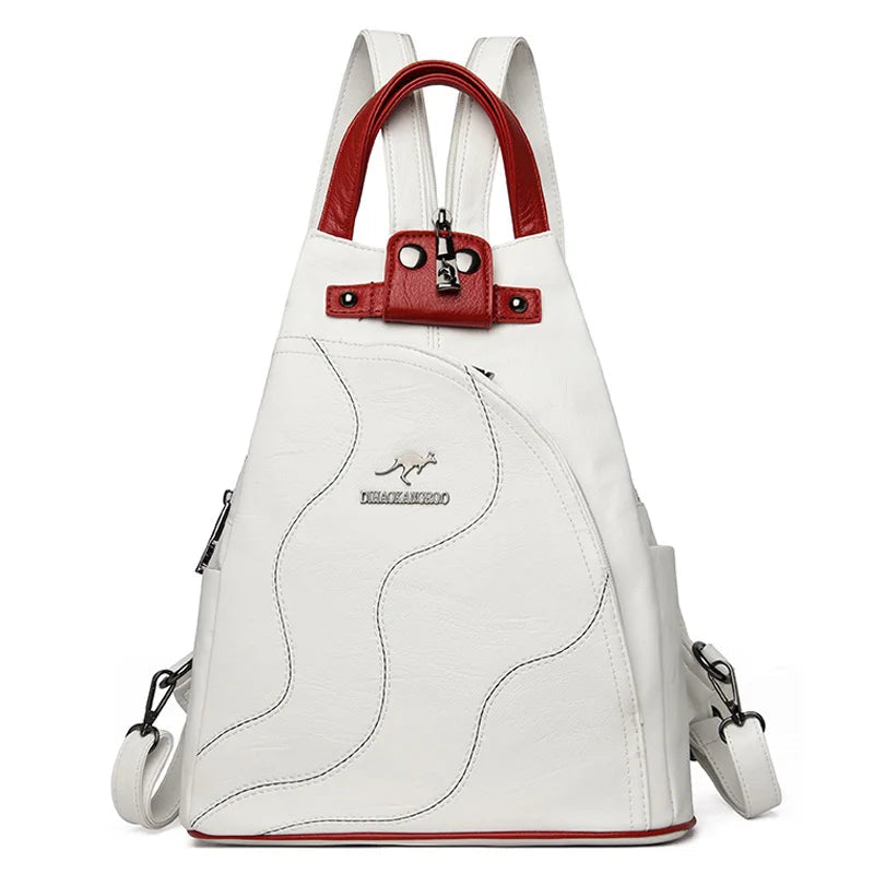 Women Leather Backpacks Zipper Female Chest Bag Travel Back Pack Ladies Bagpack Mochilas School Bags for Teenage Girls Sac a Dos