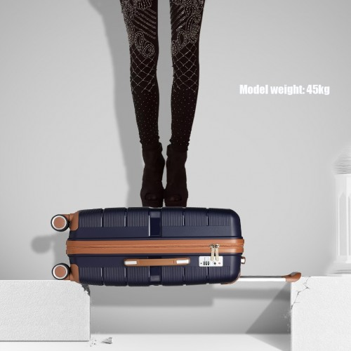 K2392L - British Traveller 28 Inch Multi-Texture Polypropylene Hard Shell Suitcase With TSA Lock - Navy