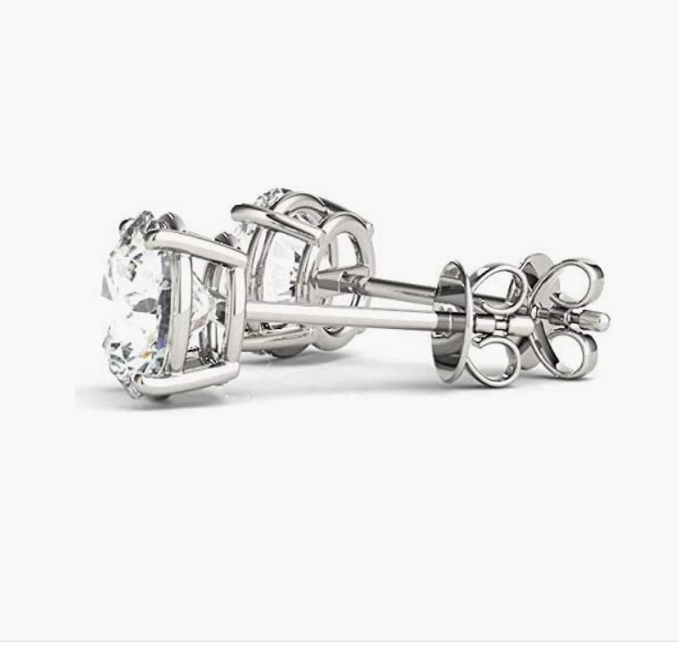 Earrings/Studs Sterling Silver with 5mm 0.81 Ct Moissanite