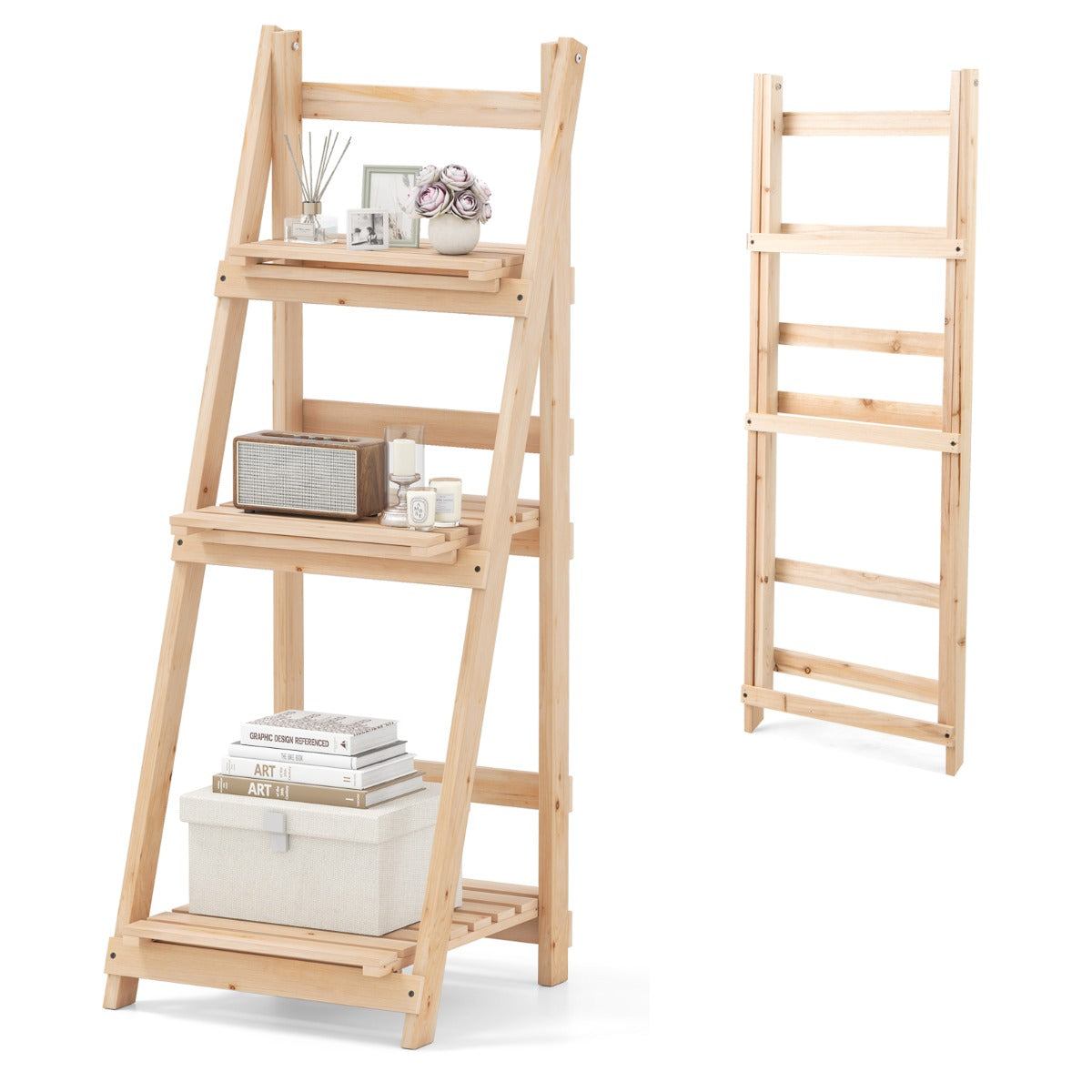Foldable Ladder Storage Shelf for Potted Plants