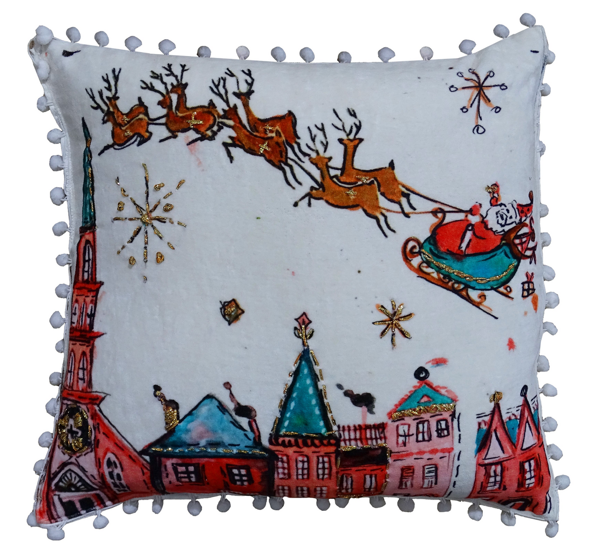 Santa Decorative Holiday Pillow (18"X18")