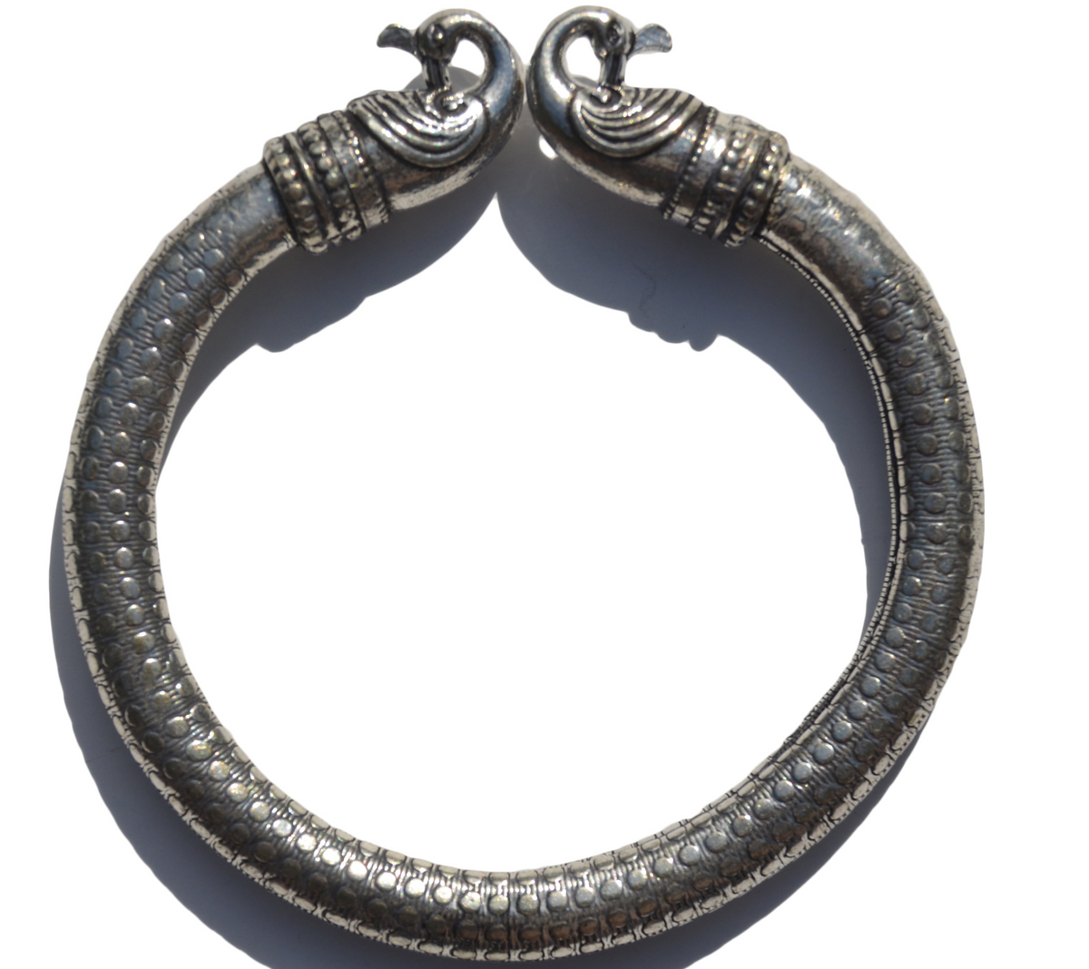 Antique Norse Peacock Head with Dotted Pattern Viking Bracelet