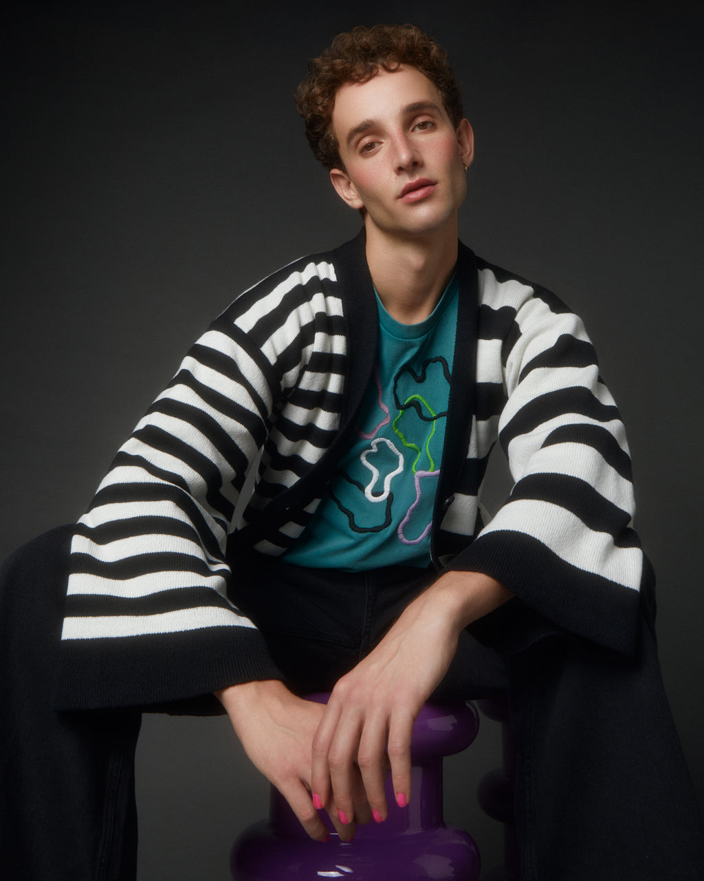Multi-Striped Wool & Cashmere Knitted Cardigan