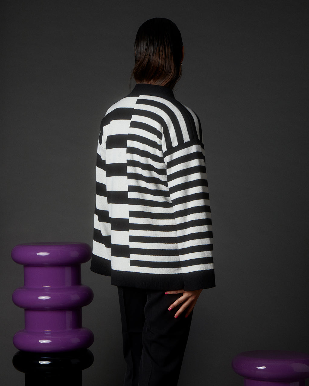 Multi-Striped Wool & Cashmere Knitted Cardigan