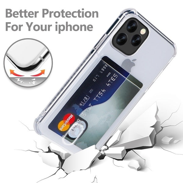 Soft TPU Clear Case With Card Slot - For iPhone 15 Pro
