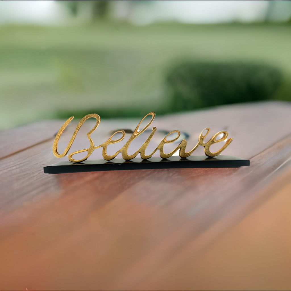Believe Decorative Home Accent (12.5", Rustic Golden)