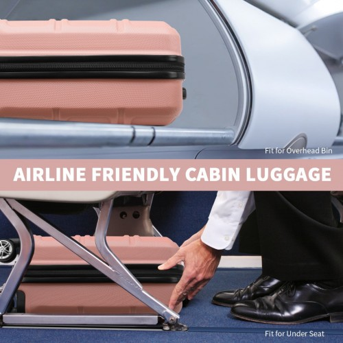 K1871-1L - Kono ABS 16 Inch Sculpted Horizontal Design Cabin Luggage - Nude