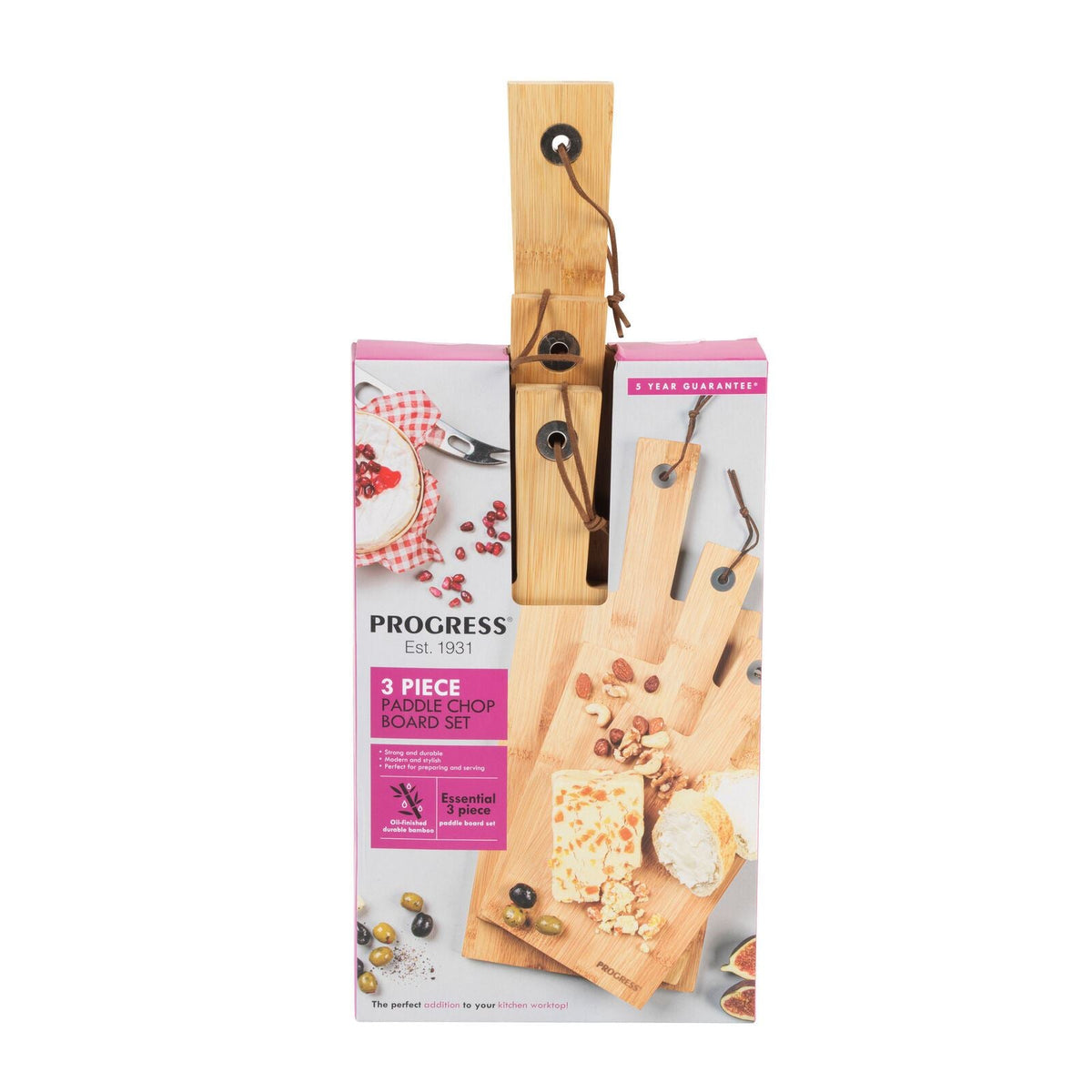 Progress Bamboo Paddle Chopping Board Set Of 3