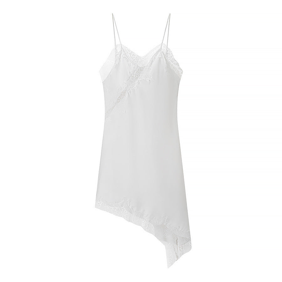 Lace Asymmetric Slip Dress