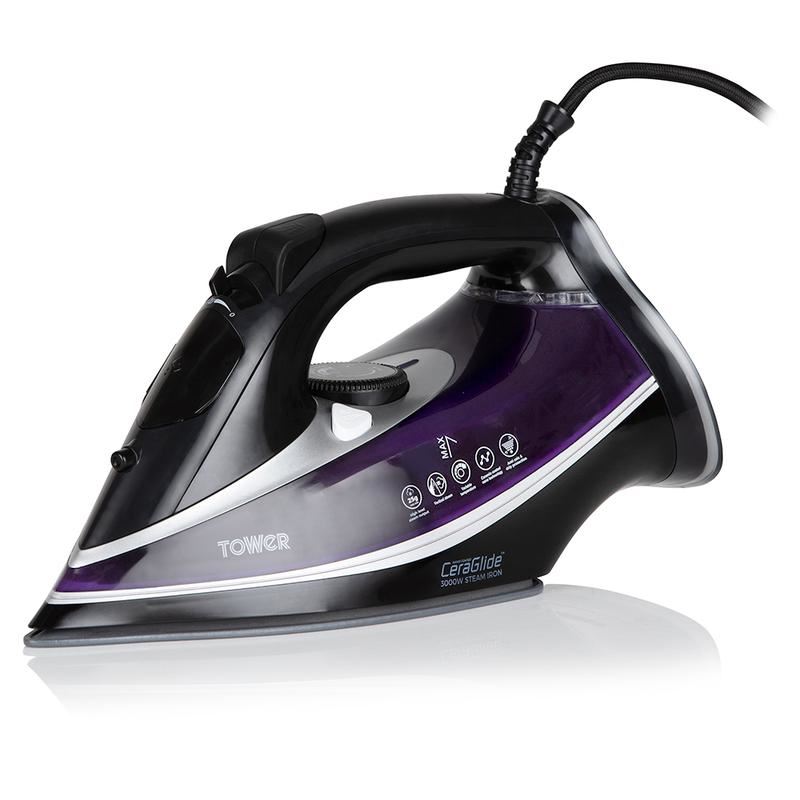 Tower Purple CeraGlide 3100W Ultra Speed Iron Black / Rose Gold