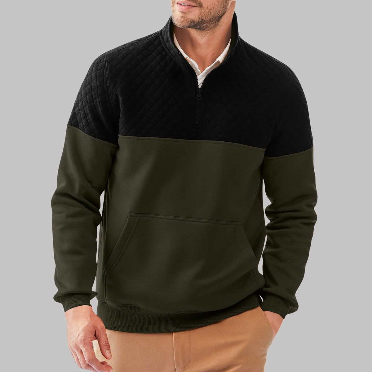 Men's Casual Color-blocked Long-sleeve Hoodie