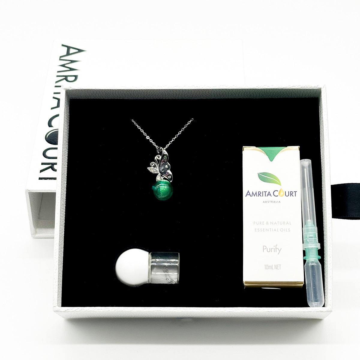 Sterling Silver Butterfly Aroma Necklace - Turquoise | Energy & Healing | Diffuse on the go
