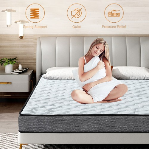 MTS001 - Good Nite Single Memory Foam & Spring Mattress-90x190x18cm-Quilted, Hypoallergenic, Breathable Design with Lumbar Support